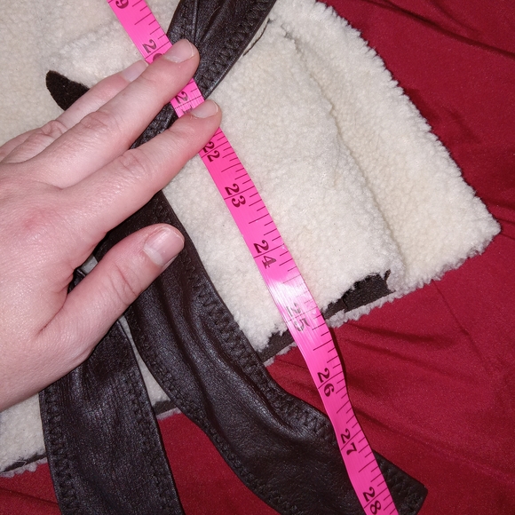 Ideology Reversible Shearling/Faux Fur Jacket with Collar Leather Belt Womens PS - Picture 13 of 15